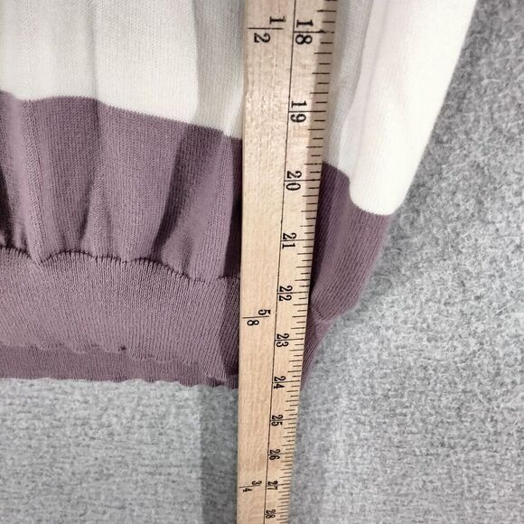 Ralph Lauren Sport Pullover Sweater Womens Size M Lavender White Striped V-Neck - Picture 4 of 11